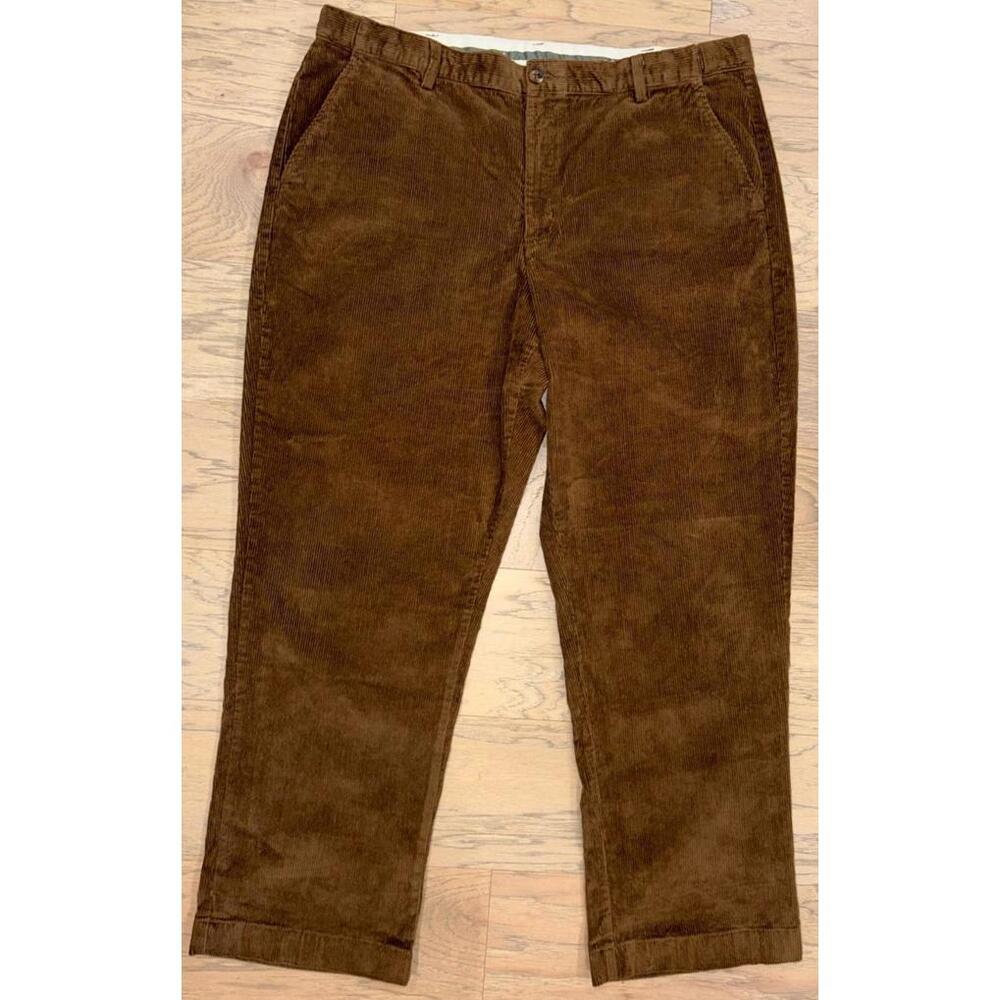 LL Bean Corduroy Pants Mens 40X29 Brown Comfort Waist Straight Leg Stretch Flat